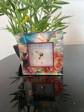 MacKenzie-Childs Flower Market Reflections Desk Clock w/Box